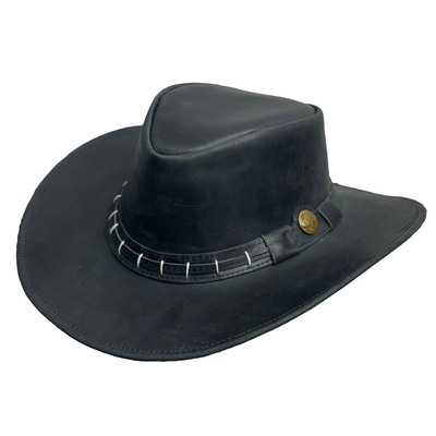 Lesa Collection: Chic Maracaibo Leather Band Cowgirl Hat with Deformable Brim, Vintage Maracaibo Leather Cowboy Hat