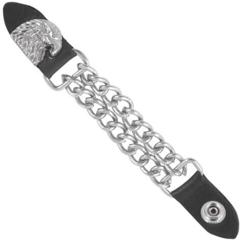 Motorcycle Vest Extenders Double Bike Chain  Biker Iron Cross Silver