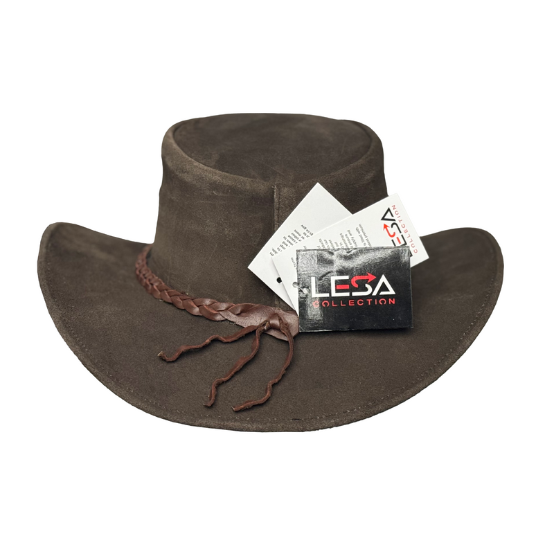 Lesa Collection Buttermere Leather Cowboy Hat for Men with Braided Band – Stylish Cowgirl Hat for Women with Shapeable Brim