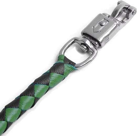 Black &amp; Olive Get Back Whip 42" Biker Motorcycle Leather Whip Lesa Collection