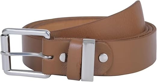 Handcrafted 1.5" Wide Leather Belt for Men – Heavy-Duty Roller Buckle with Stainless Steel Finish