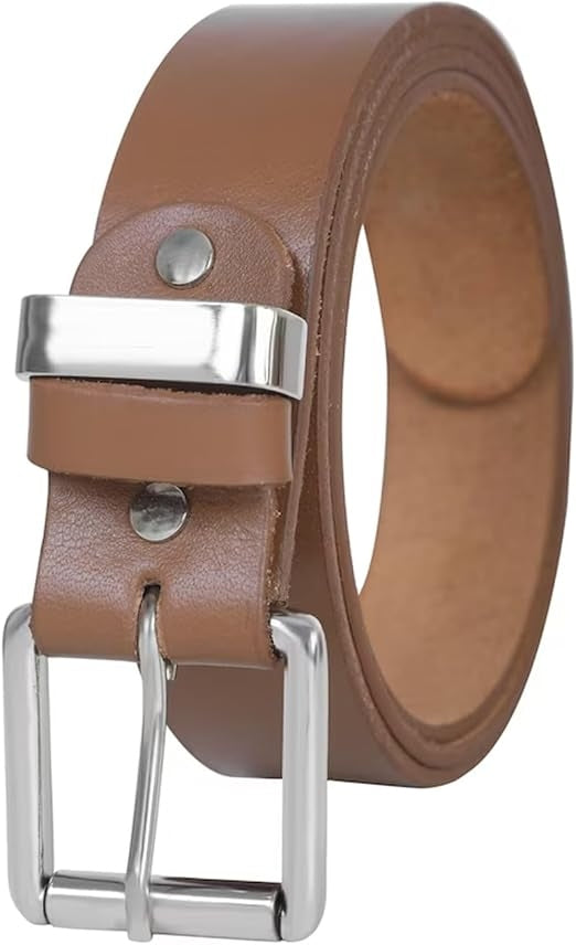 Handcrafted 1.5" Wide Leather Belt for Men – Heavy-Duty Roller Buckle with Stainless Steel Finish