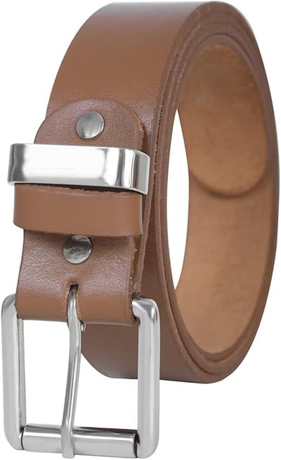 Leather Belt for  Men's 1.5" Wide Top Grain Genuine Leather Roller   Buckle Silver  Workmen