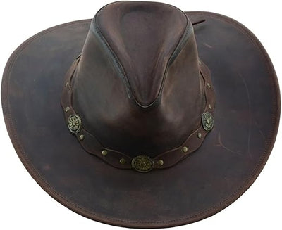 Deadwood Brown Leather Western Hat For Cowboy And Cowgirl