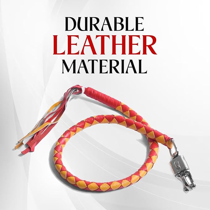 Lesa Collection Get Back Whip Red &amp; Yellow 42"  Biker Motorcycle Leather Whip