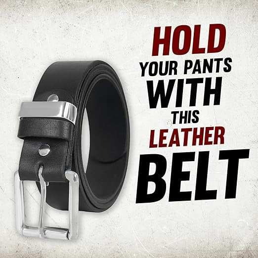 Handcrafted 1.5" Wide Leather Belt for Men – Heavy-Duty Roller Buckle with Stainless Steel Finish