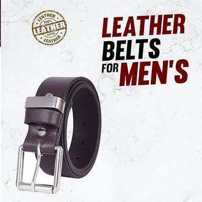 Leather Belt for  Men's 1.5" Wide Top Grain Genuine Leather Roller   Buckle Silver  Workmen