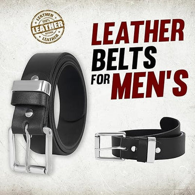 Leather Belt for  Men's 1.5" Wide Top Grain Genuine Leather Roller   Buckle Silver  Workmen