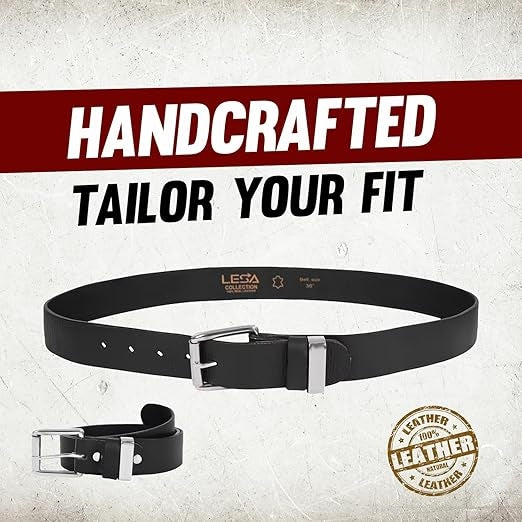 Handcrafted 1.5" Wide Leather Belt for Men – Heavy-Duty Roller Buckle with Stainless Steel Finish