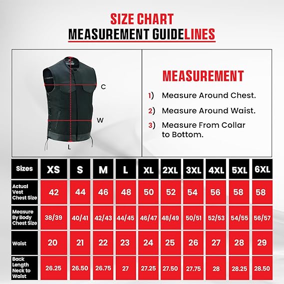 Men’s Motorcycle Vest – Durable Textile Biker Vest with Genuine Leather Trim, Side Laces, Concealed Carry Pockets &amp; Multi Pocket Storage