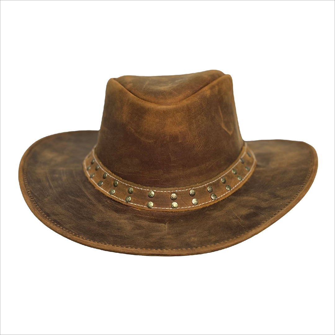 Lesa Collection Genuine Leather Lone Rock Cowboy Hat Men and Women 