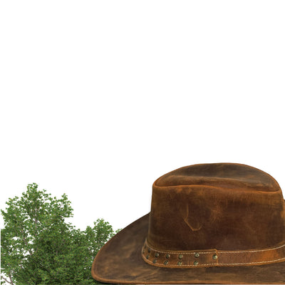 Lesa Collection Genuine Leather Lone Rock Cowboy Hat Men and Women