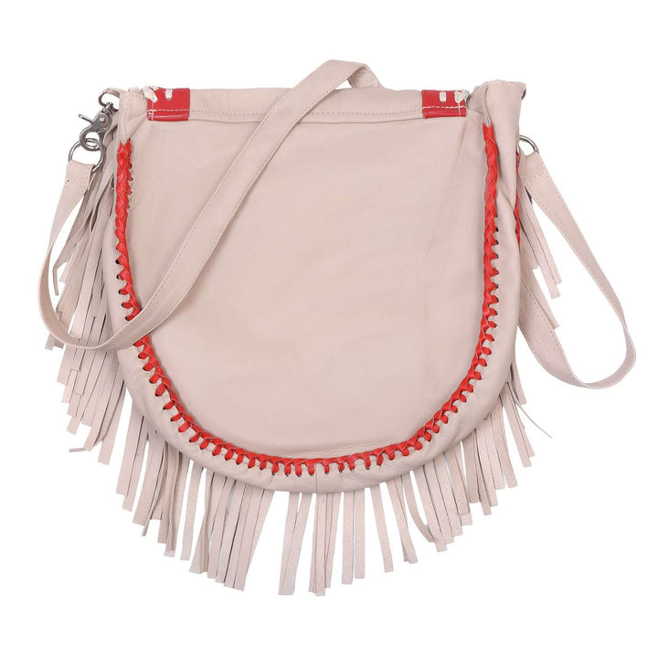 Fringe Purse Crossbody with Southwestern Embroidery - Leather Fringe Shoulder Bag for Women