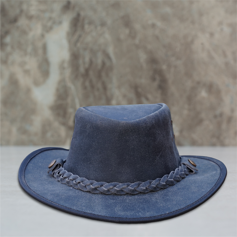 Australian Western Cowboy Kids Safari Black Leather Hat