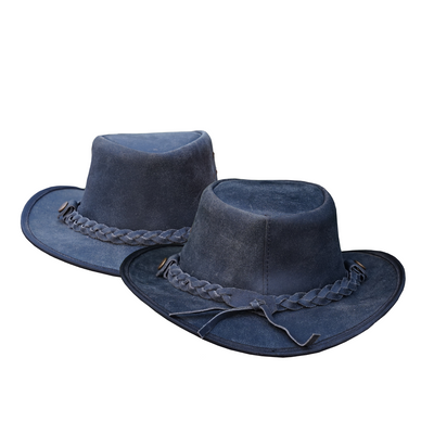 Australian Western Cowboy Kids Safari Black Leather Hat