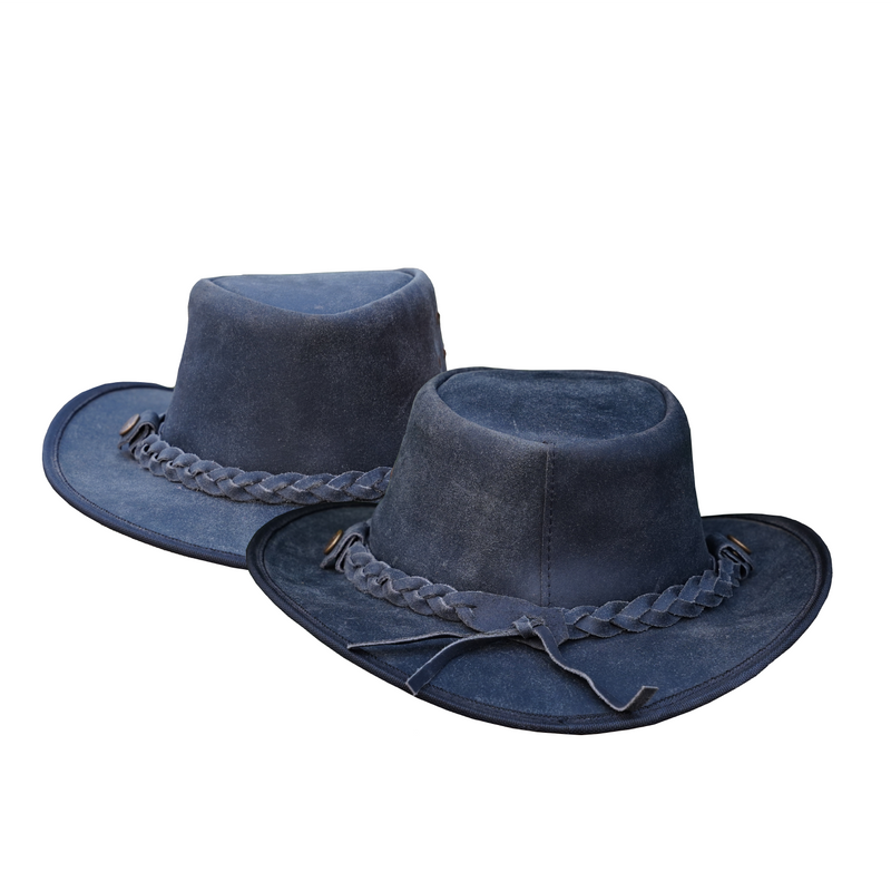 Australian Western Cowboy Kids Safari Black Leather Hat