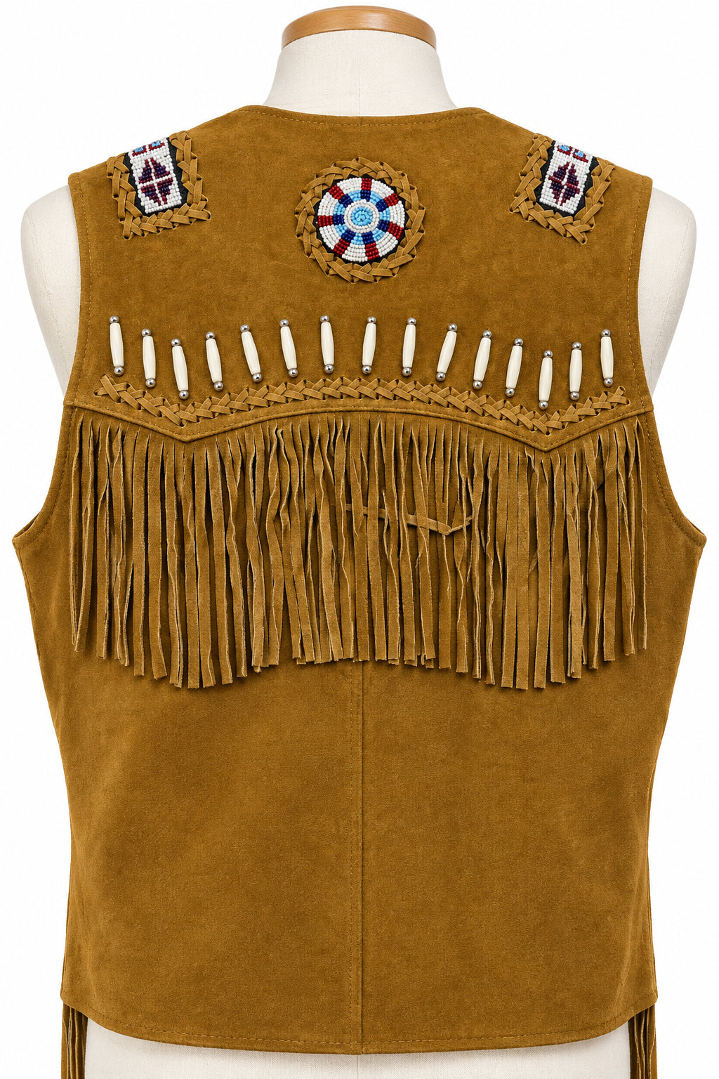 Suede Leather Vest with Fringes  waistcoat with beaded