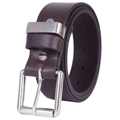 Leather Belt for  Men's 1.5" Wide Top Grain Genuine Leather Roller   Buckle Silver  Workmen