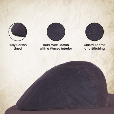 Lesa Collection Men's Waxed Cotton Flat Cap