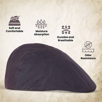 Lesa Collection Men's Waxed Cotton Flat Cap