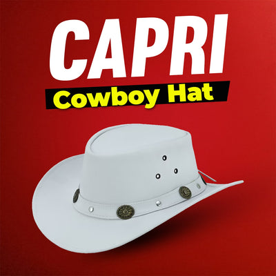 Capri Leather Hat Water Resistant Leather Cowboy  Western Hat for Rain Durable Leather Hats for Men Outback hat