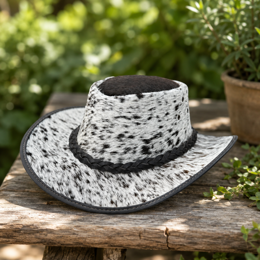 Cabello  Leather outback  Western Hat  Genuine Cowhide hair hat Original fur