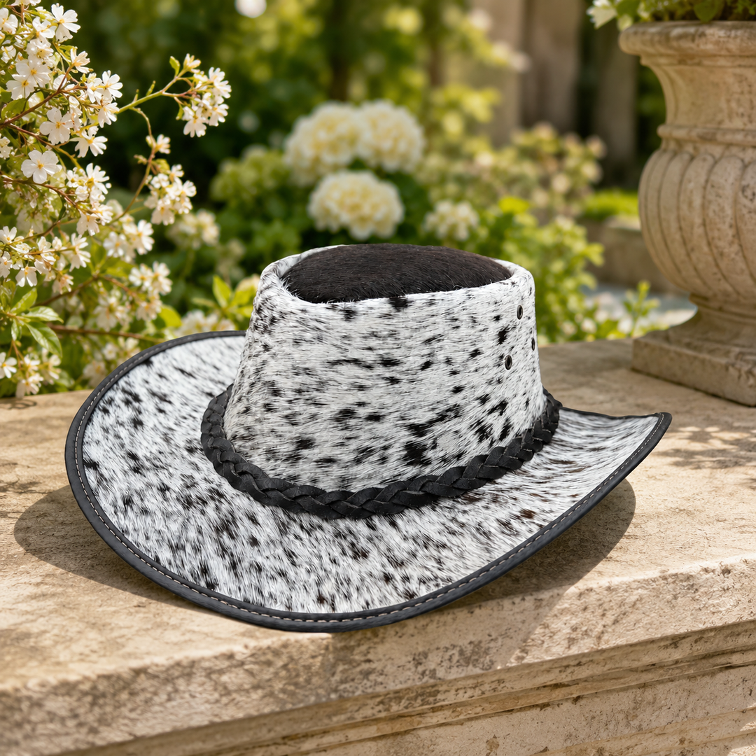 Cabello  Leather outback  Western Hat  Genuine Cowhide hair hat Original fur