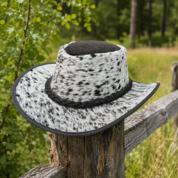 Cabello  Leather outback  Western Hat  Genuine Cowhide hair hat Original fur