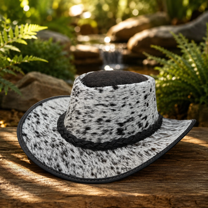 Cabello  Leather outback  Western Hat  Genuine Cowhide hair hat Original fur
