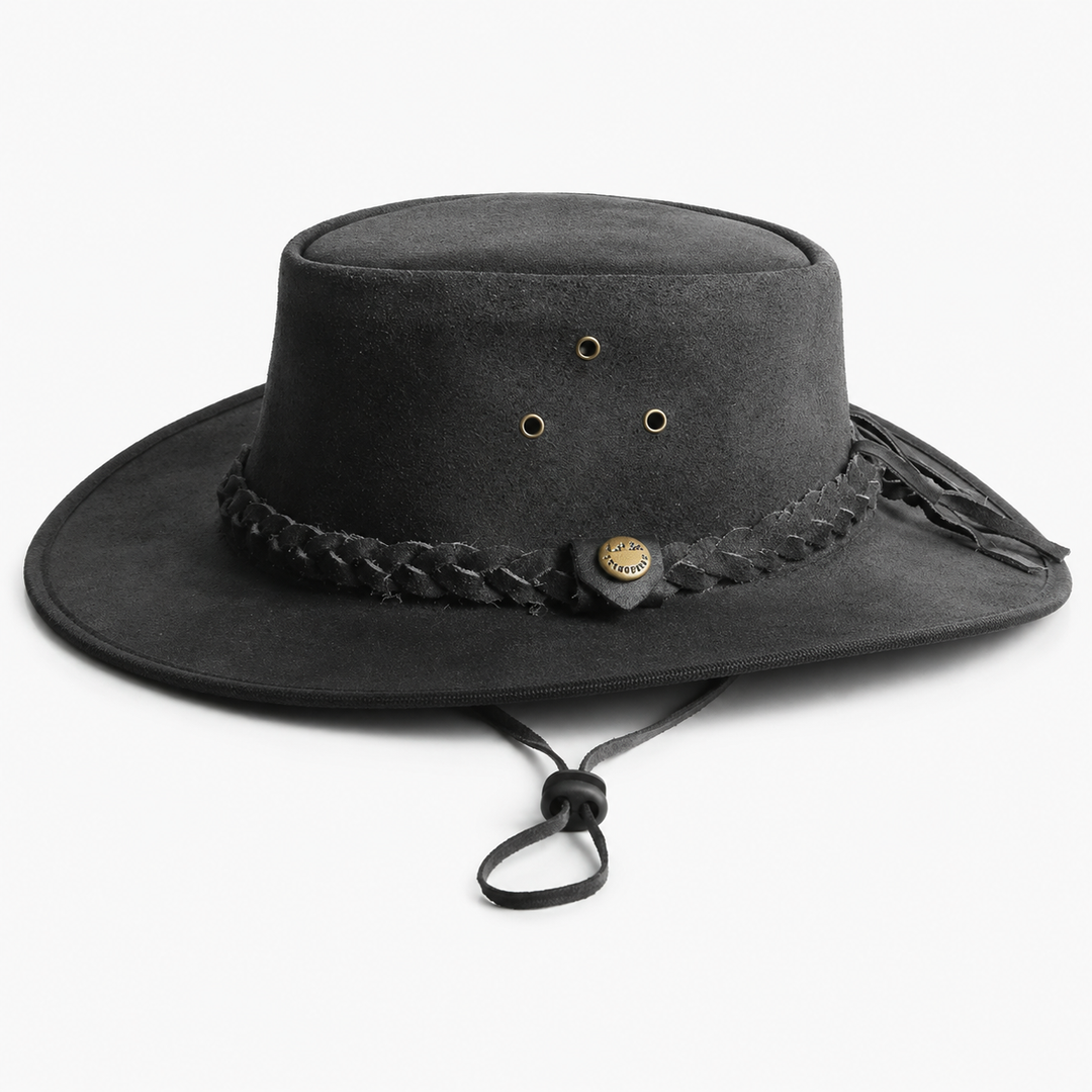 Safari Crazy Leather Cowboy Hat for Men &amp; Women - Western Outback Hat, Genuine Leather, Shapeable Brim