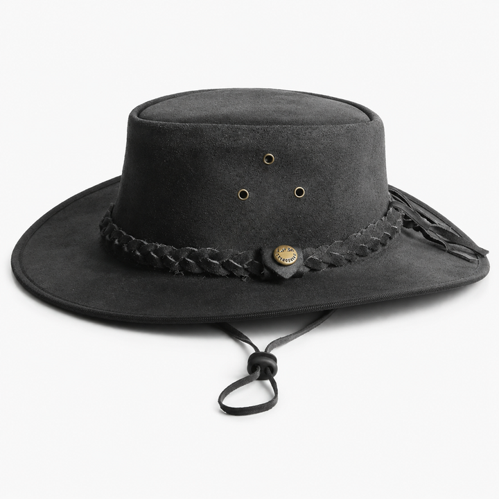 Safari Crazy Leather Cowboy Hat for Men &amp; Women - Western Outback Hat, Genuine Leather, Shapeable Brim