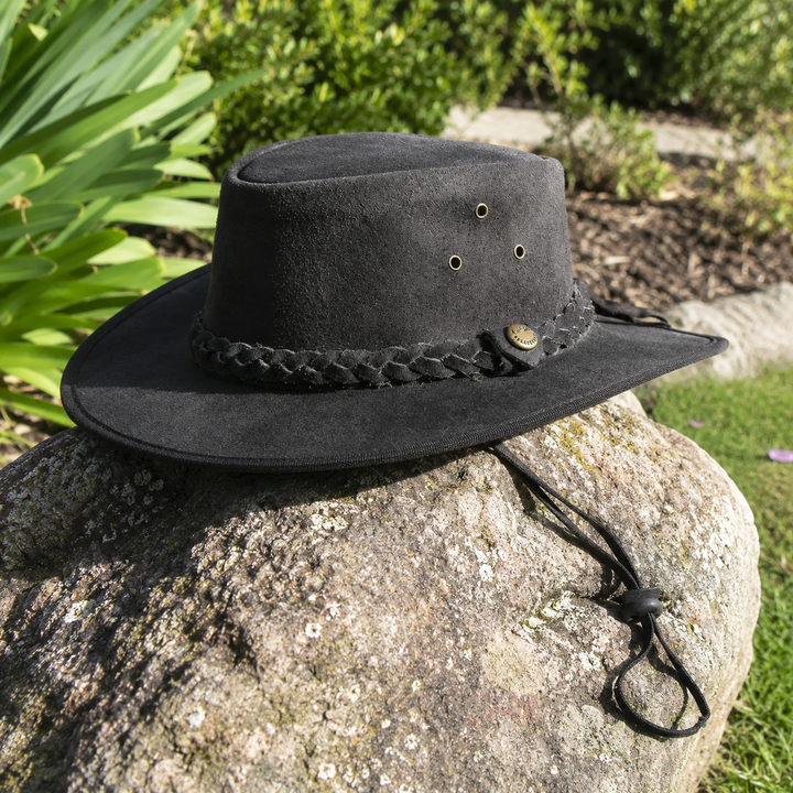 Safari Crazy Leather Cowboy Hat for Men &amp; Women - Western Outback Hat, Genuine Leather, Shapeable Brim