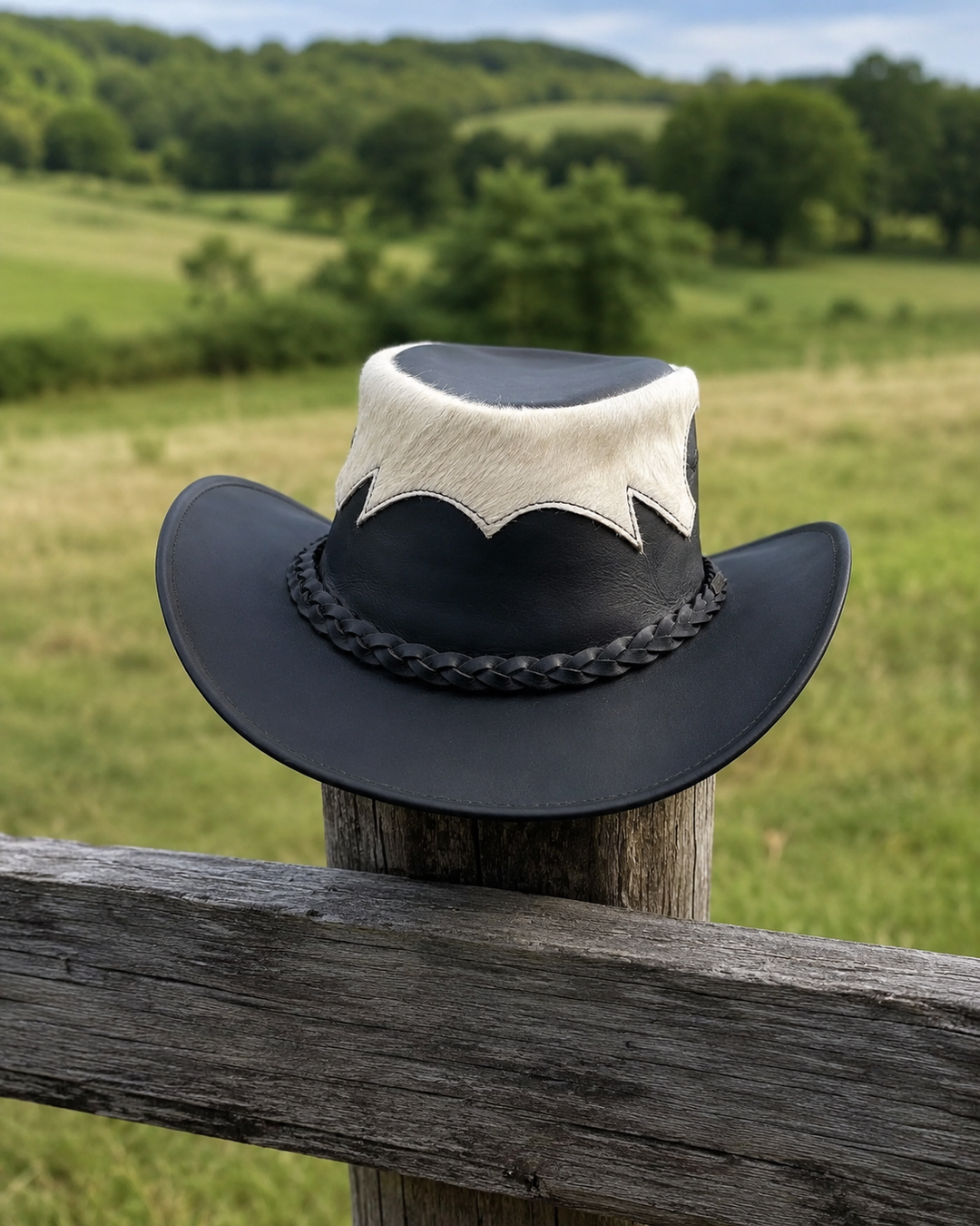 Marree Tri Leather Cowboy Hat With Genuine Cow Hair