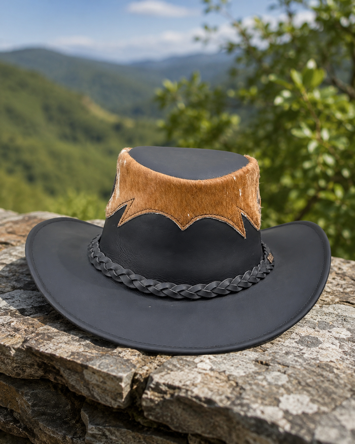 Marree Tri Leather Cowboy Hat With Genuine Cow Hair