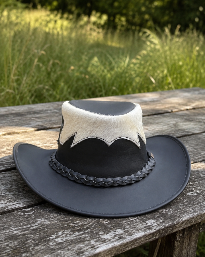 Marree Tri Leather Cowboy Hat With Genuine Cow Hair