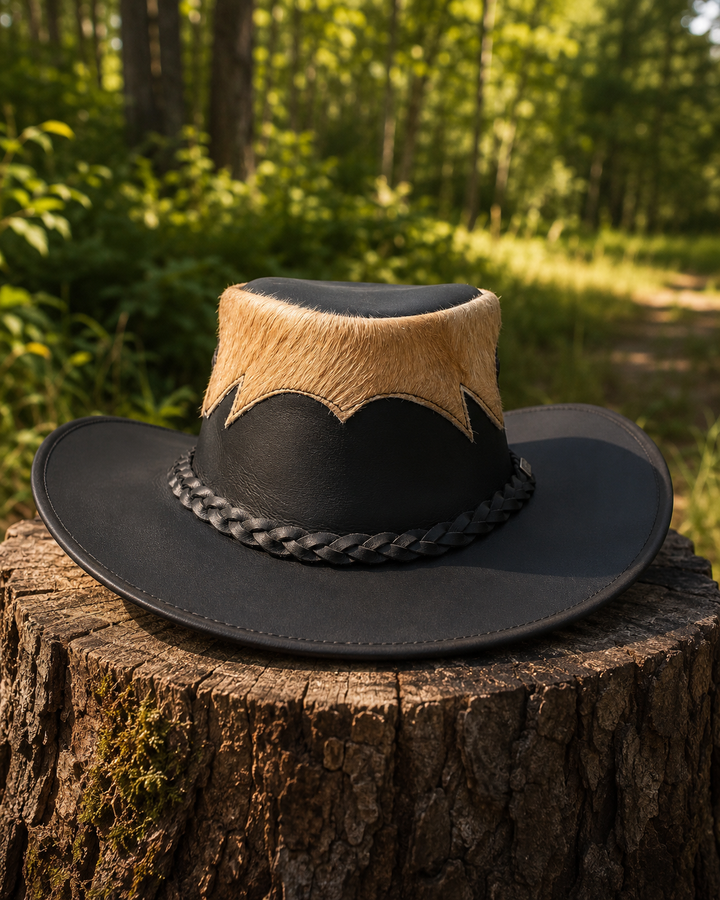 Marree Tri Leather Cowboy Hat With Genuine Cow Hair