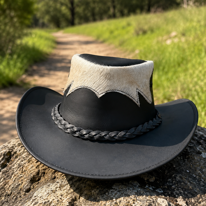 Marree Tri Leather Cowboy Hat With Genuine Cow Hair