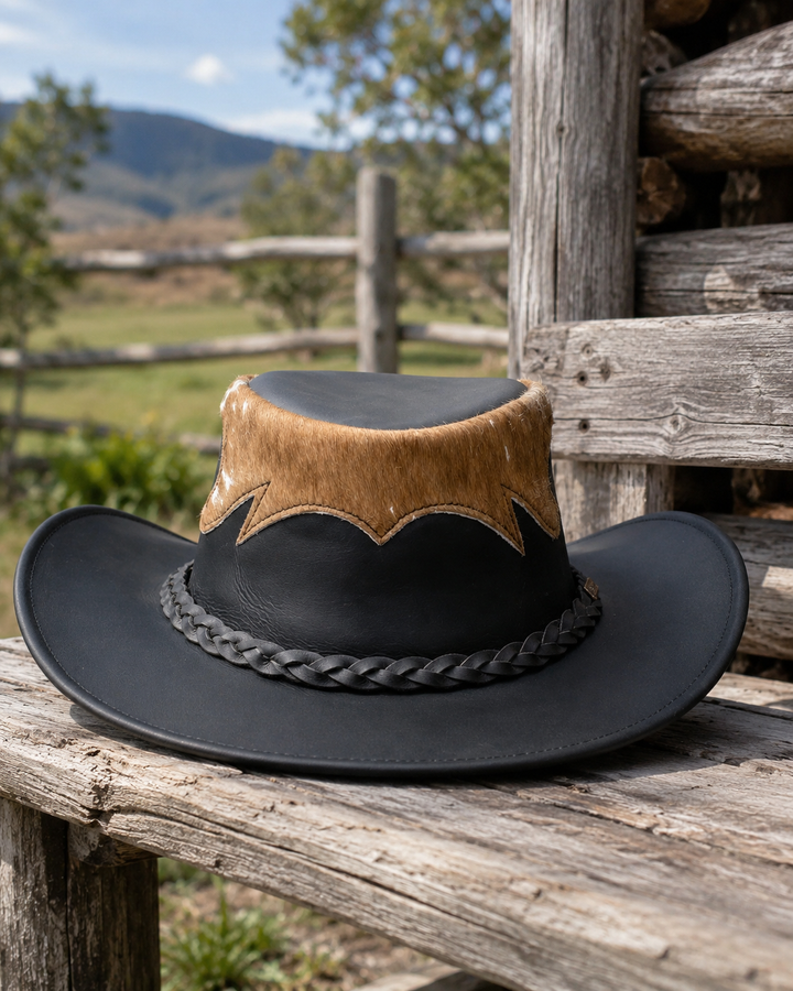 Marree Tri Leather Cowboy Hat With Genuine Cow Hair