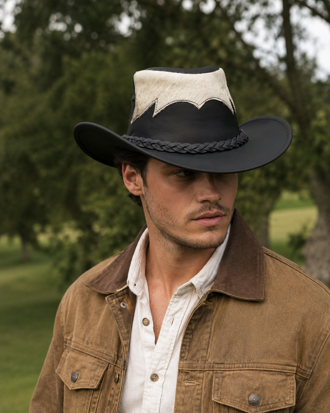 Marree Tri Leather Cowboy Hat With Genuine Cow Hair