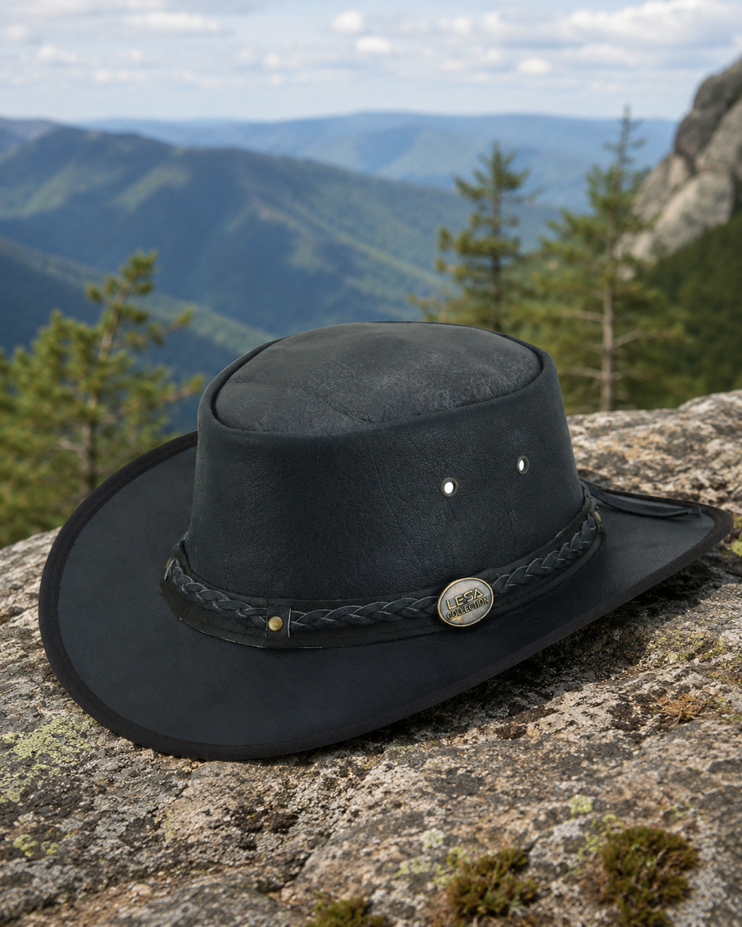 Trekker Leather Cowboy Hat for Men &amp; Women – 100% Top Grain Distressed Leather Outback Hat, Shapeable, Crushable