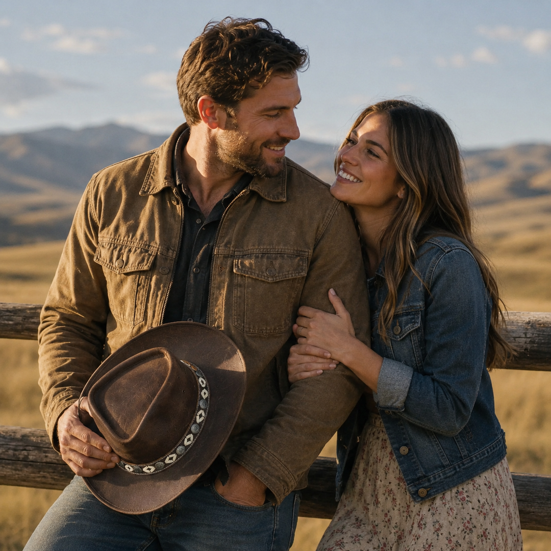 Ashmore Cowboy Hat for Men &amp; Women – 100% Genuine Leather Western Outback Hat, Shapeable Brim, Sun Protection, Handcrafted