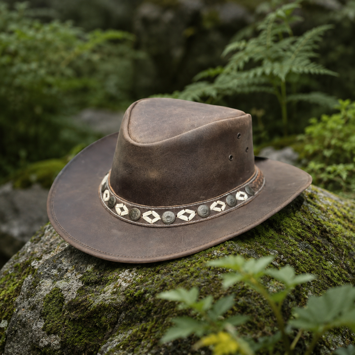 Ashmore Cowboy Hat for Men &amp; Women – 100% Genuine Leather Western Outback Hat, Shapeable Brim, Sun Protection, Handcrafted