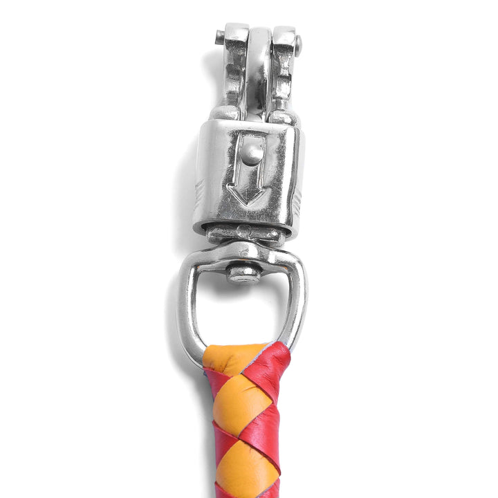 Lesa Collection Get Back Whip Red &amp; Yellow 42" Biker Motorcycle Leather Whip