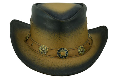 Lesa collection Kids Leather hat for Cowboy Cowgirl  Outback western  Hat  Smoke Edge  Old Faithful