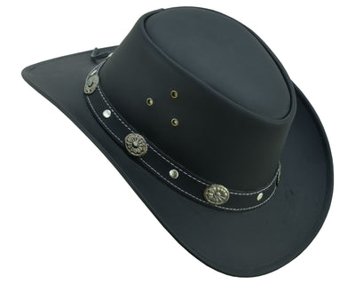 Capri Leather Hat Water Resistant Leather Cowboy  Western Hat for Rain Durable Leather Hats for Men Outback hat