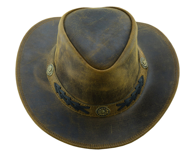 Sahara Leather Hats Western Style for Men and Women shapeable Wide Brim Vintage