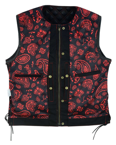 Men's SOA Vest double Red Thread Club Vest, Concealed Gun Pockets Collar Less