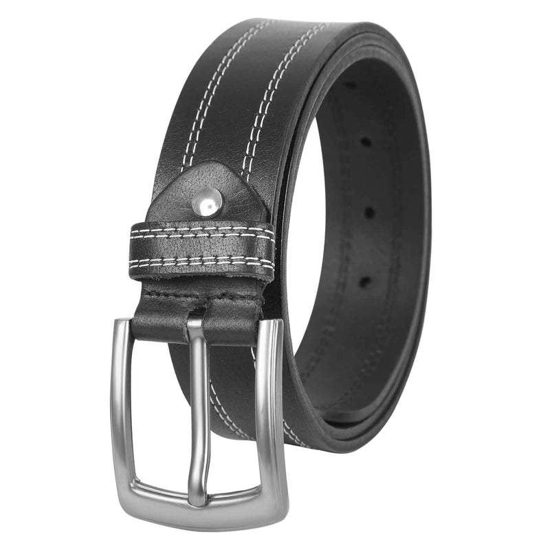 leather stich belt Mens Genuine FULL GRAIN Classic Leather Belt Belts Casual Jean Buckle Brown