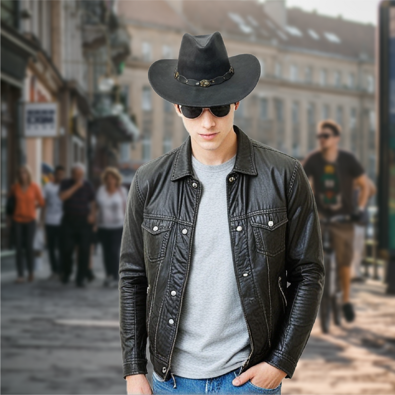 Deadwood Brown Leather Western Hat For Cowboy And Cowgirl