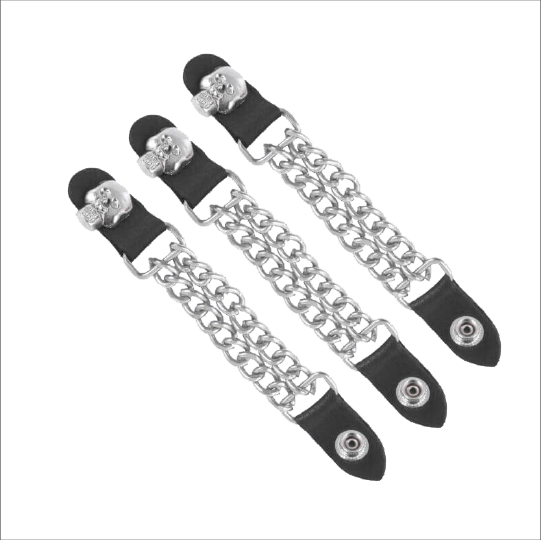 Skull Head Motorcycle Vest Cuban Chain Extenders Handmade